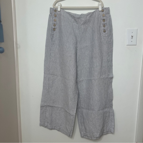 J. Jill Gray Striped Linen Pants Medium‎ - Picture 2 of 7